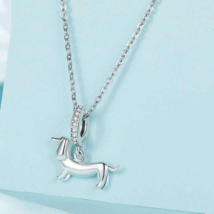 S925 Sterling Silver Cute Little Dachshund Pendant DIY Beaded Bracelet Accessories