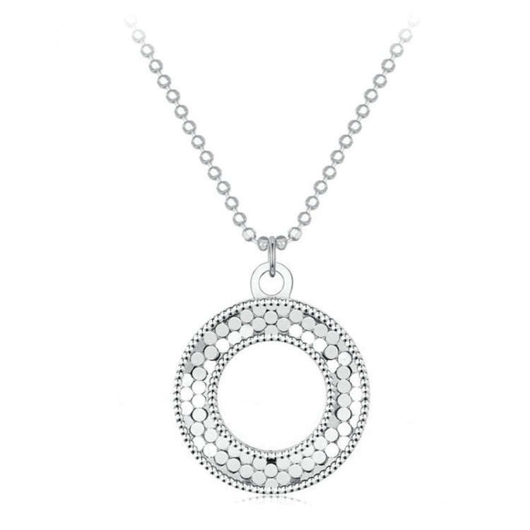 S925 Sterling Silver Platinum Plated Shining O Necklace Jewelry
