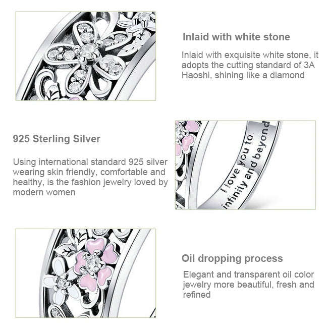 Fashion 925 Sterling Silver Daisy Flower Finger Rings for Women Wedding Engagement Jewelry, Ring ...
