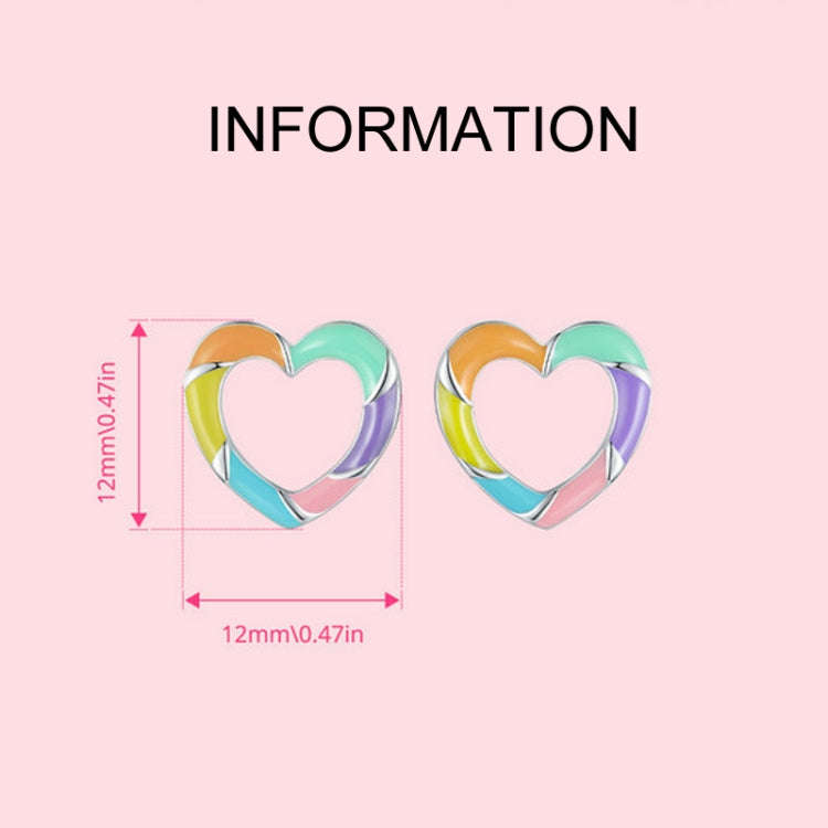 S925 Sterling Silver Platinum-plated Dopamine Rainbow Love Earrings for Women