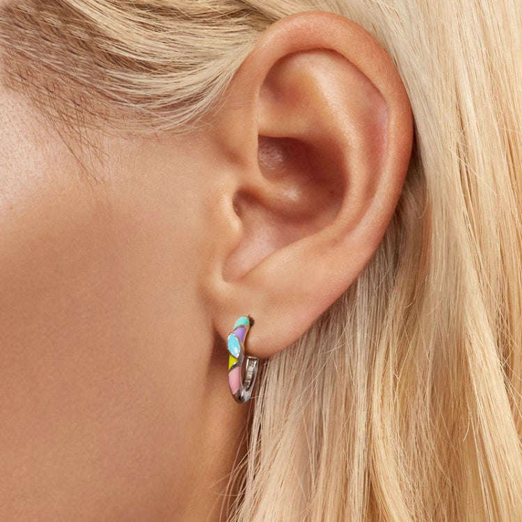 SCE1722 S925 Sterling Silver Platinum Plated Irregular Dopamine Rainbow Earrings