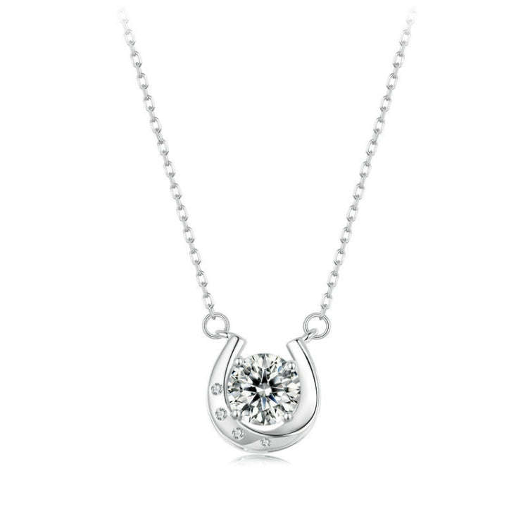 S925 Sterling Silver Sparkling Horseshoe Moissanite Pendant Necklace(MSN028)