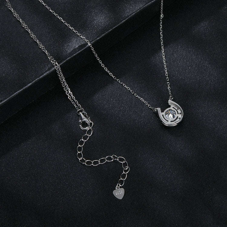 S925 Sterling Silver Sparkling Horseshoe Moissanite Pendant Necklace(MSN028)