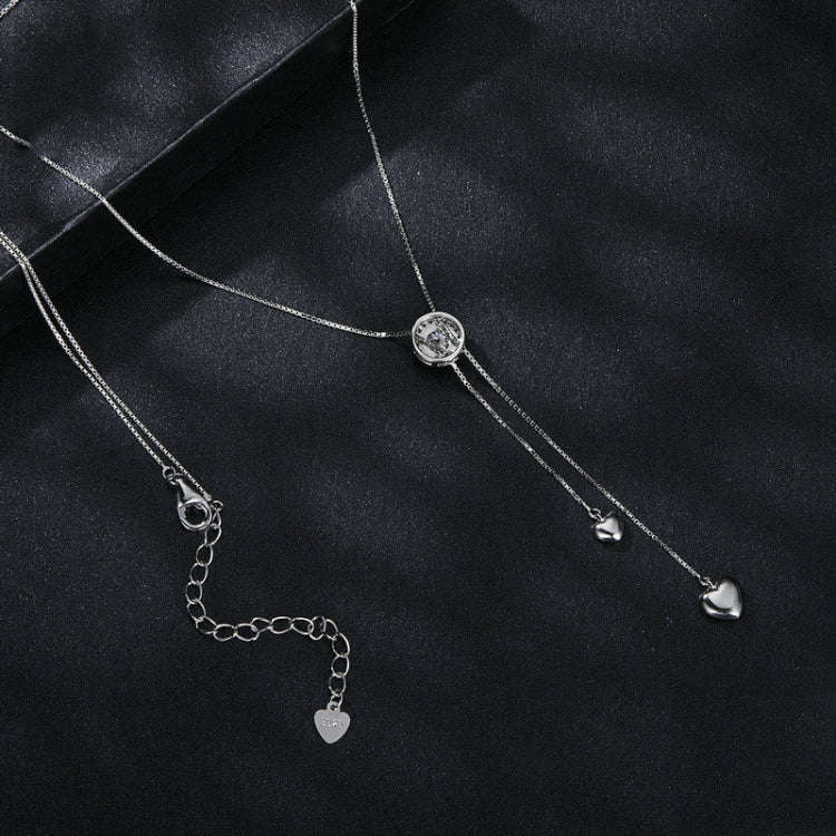 S925 Sterling Silver Sparkling Moissanous Tassel Love Necklace(MSN029)