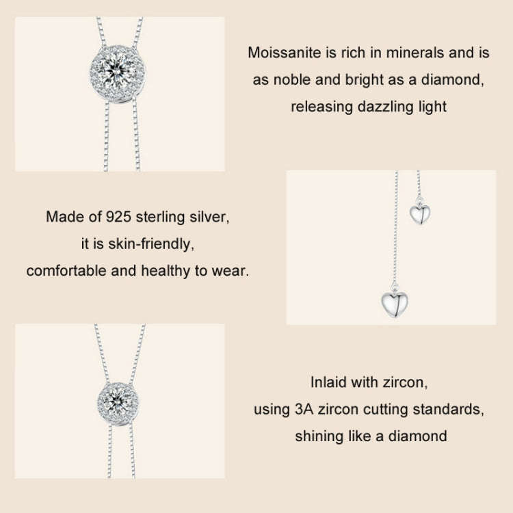 S925 Sterling Silver Sparkling Moissanous Tassel Love Necklace(MSN029)