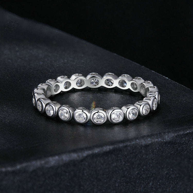S925 Sterling Silver Sparkling Moissanite Platinum Plated Ring(No.6)