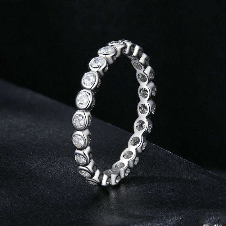 S925 Sterling Silver Sparkling Moissanite Platinum Plated Ring(No.6)