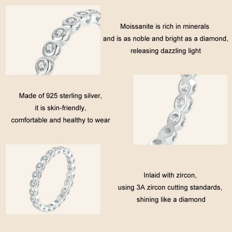 S925 Sterling Silver Sparkling Moissanite Platinum Plated Ring(No.6)