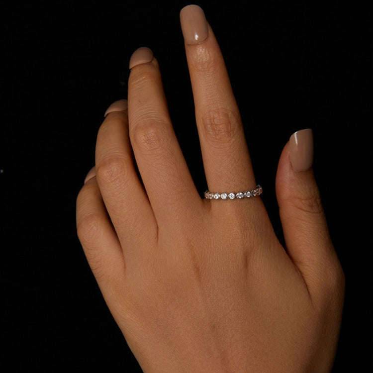 S925 Sterling Silver Sparkling Moissanite Platinum Plated Ring(No.6)
