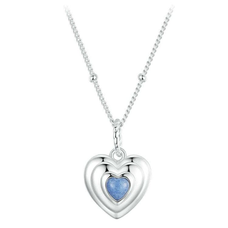 S925 Sterling Silver Platinum Plated Luminous Love Heart Necklace(BSN375)