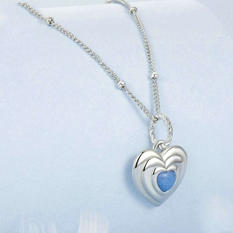 S925 Sterling Silver Platinum Plated Luminous Love Heart Necklace(BSN375)