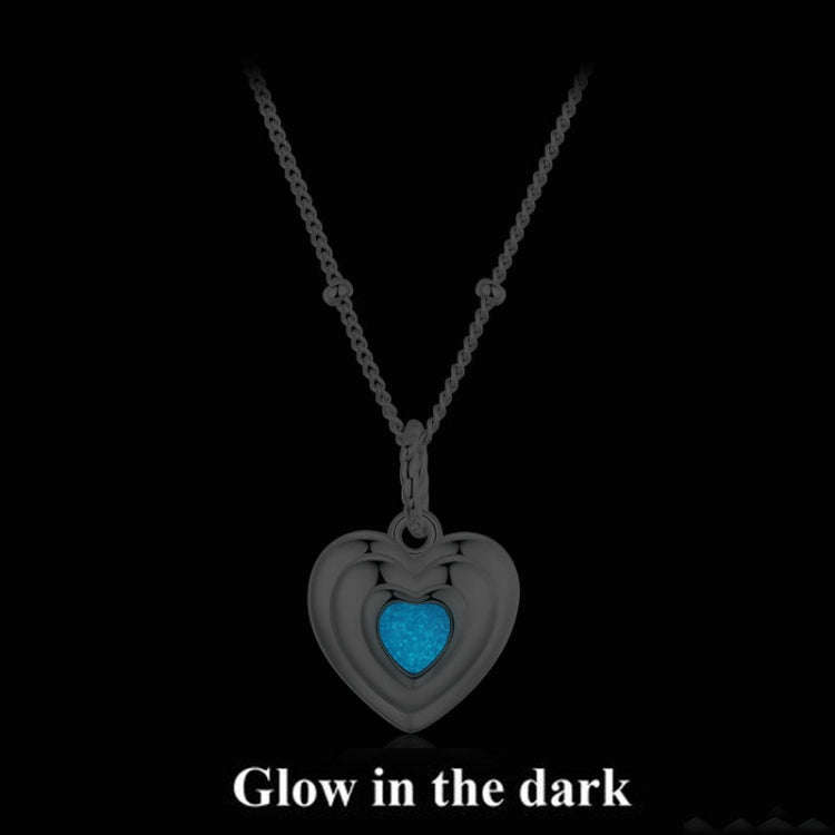 S925 Sterling Silver Platinum Plated Luminous Love Heart Necklace(BSN375)