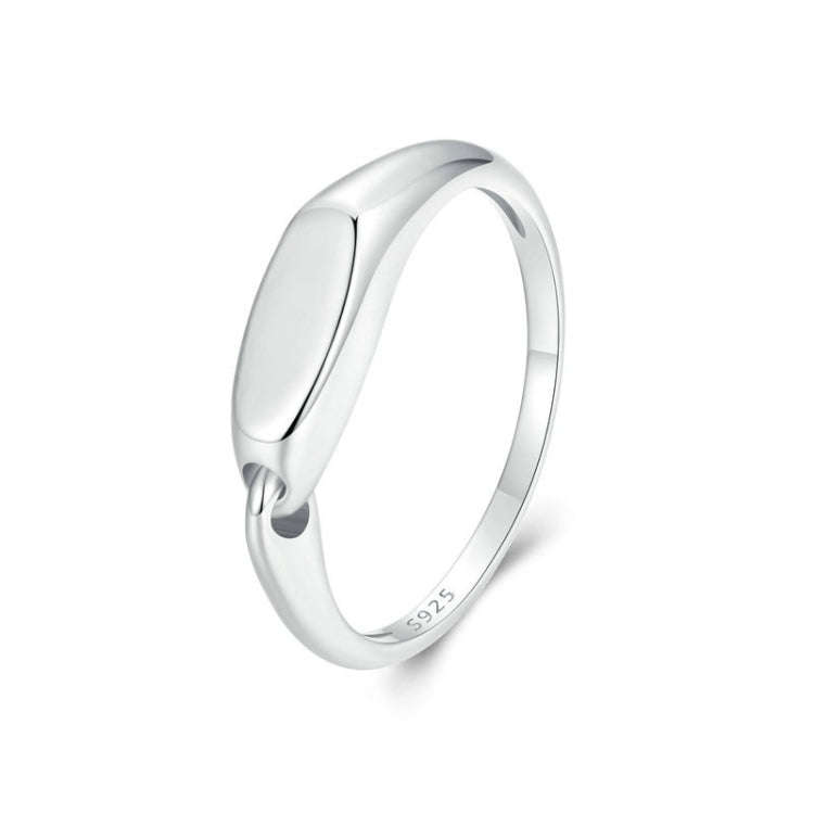 S925 Sterling Silver Platinum-Plated Interlocking Simple Ring, Size: No.7(BSR529)