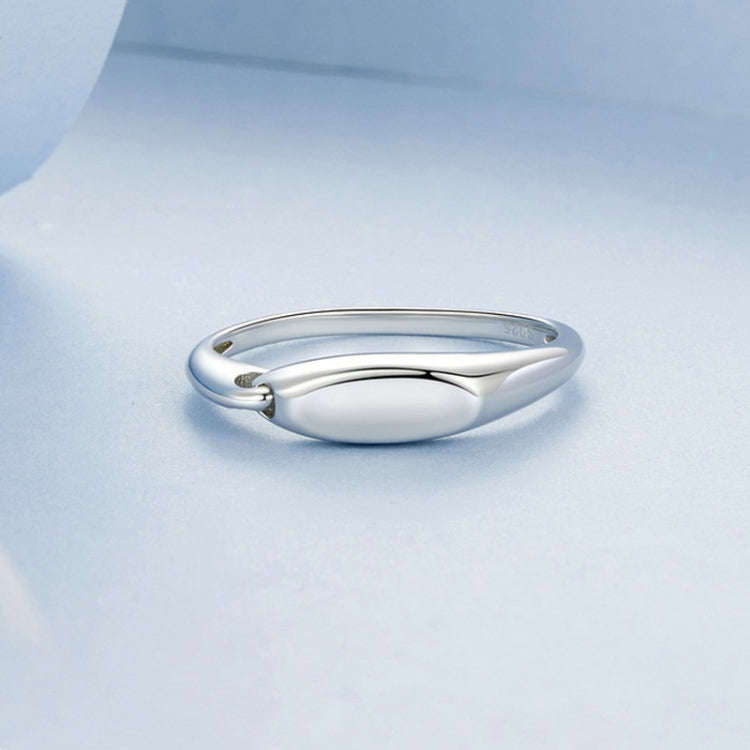 S925 Sterling Silver Platinum-Plated Interlocking Simple Ring, Size: No.7(BSR529)
