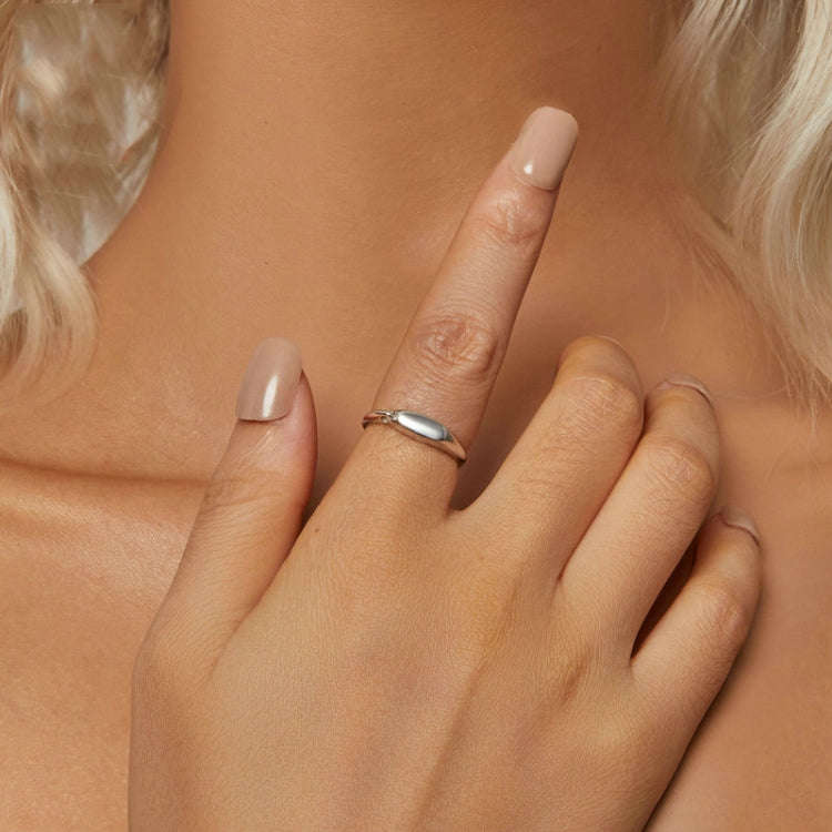S925 Sterling Silver Platinum-Plated Interlocking Simple Ring, Size: No.8(BSR529)