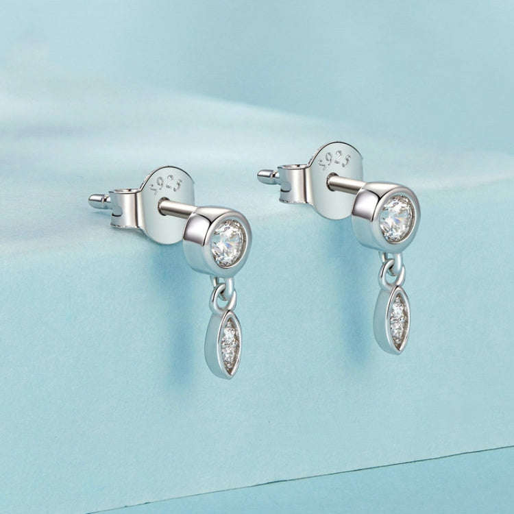S925 Sterling Silver Sparkling  Zircon Tassel Stud Earrings(SCE1716)