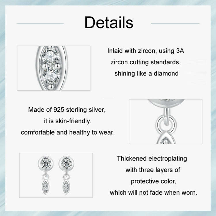 S925 Sterling Silver Sparkling  Zircon Tassel Stud Earrings(SCE1716)