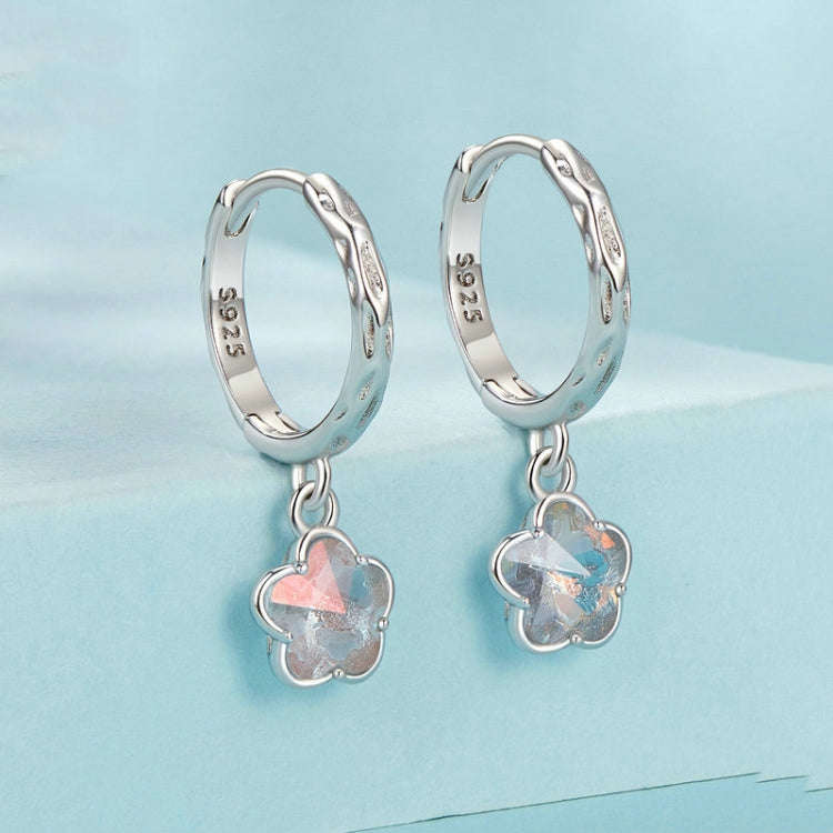 S925 Sterling Silver Platinum Plated Flower Earrings(SCE1718)