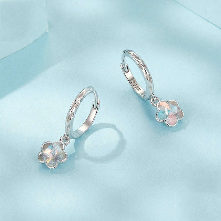 S925 Sterling Silver Platinum Plated Flower Earrings(SCE1718)