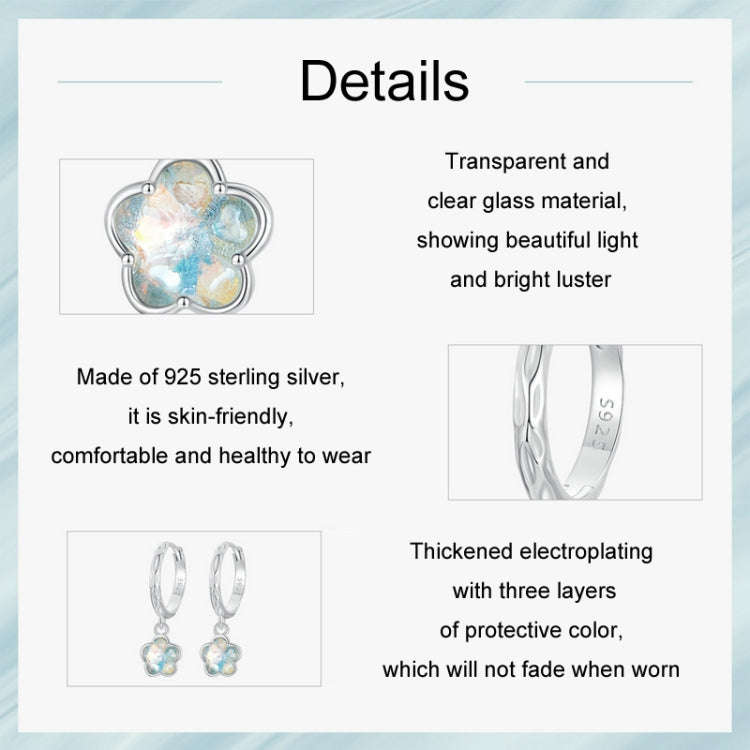 S925 Sterling Silver Platinum Plated Flower Earrings(SCE1718)