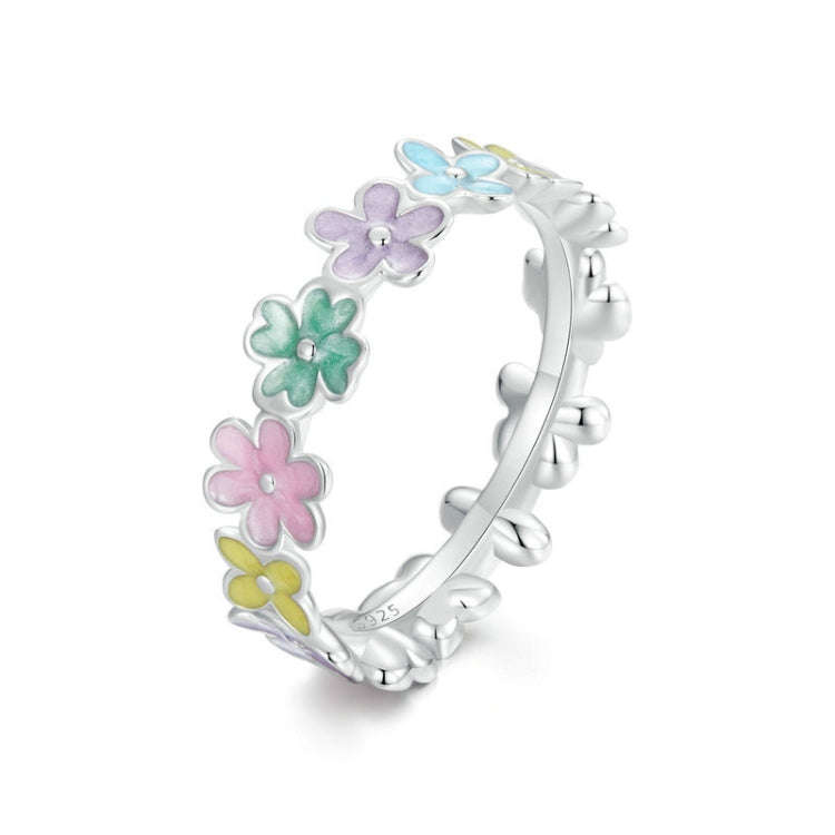 S925 Sterling Silver Platinum Plated Color Dopamine Ring, Size: No.8