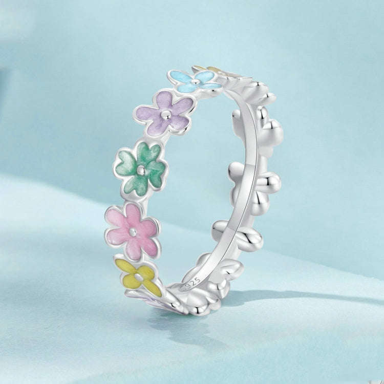 S925 Sterling Silver Platinum Plated Color Dopamine Ring, Size: No.8