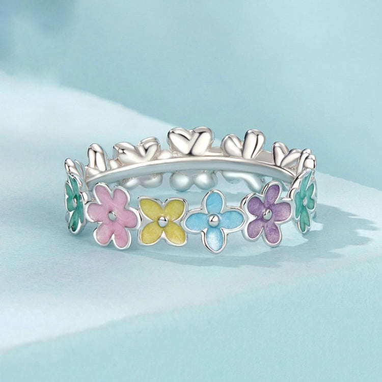 S925 Sterling Silver Platinum Plated Color Dopamine Ring, Size: No.8