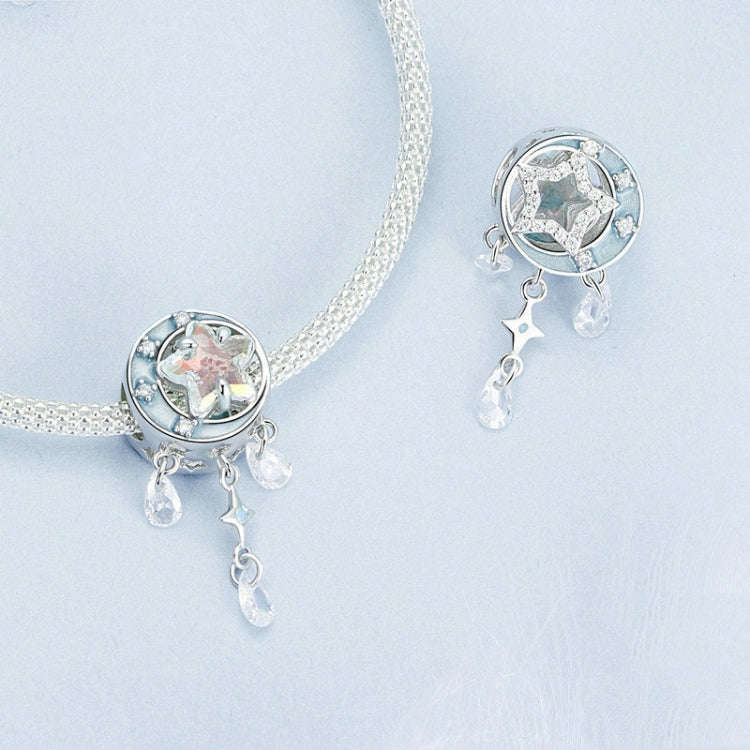 S925 Sterling Silver Star Moon Dreamcatcher Tassel DIY Beads(BSC978)