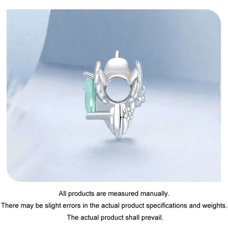 S925 Sterling Silver Platinum-plated Hummingbird Flower DIY Beads(BSC981)
