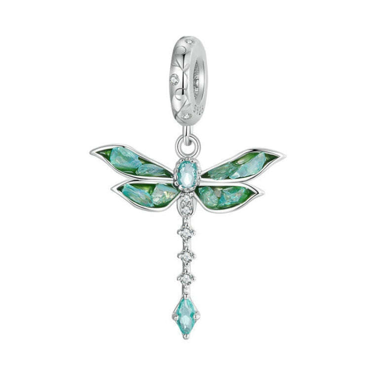 S925 Sterling Silver Platinum Plated Dragonfly DIY Pendant(BSC983)