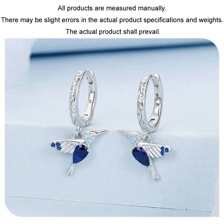 S925 Sterling Silver Platinum Plated Opal Hummingbird Women Earrings(BSE985)