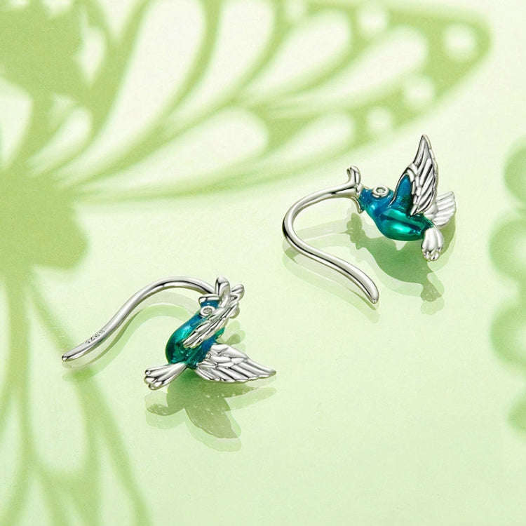 S925 Sterling Silver Early Spring Hummingbird Women Earrings(BSE990)