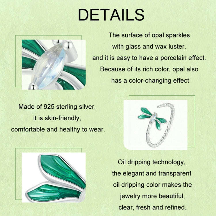 S925 Sterling Silver Dragonfly Open Adjustable Women Ring(BSR537-E)