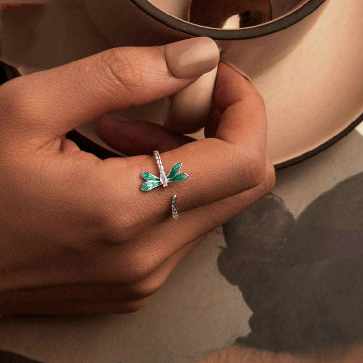 S925 Sterling Silver Dragonfly Open Adjustable Women Ring(BSR537-E)