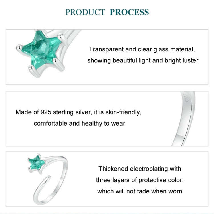 S925 Sterling Silver Platinum-plated Meteor Opening Adjustable Women Ring(BSR535-E)