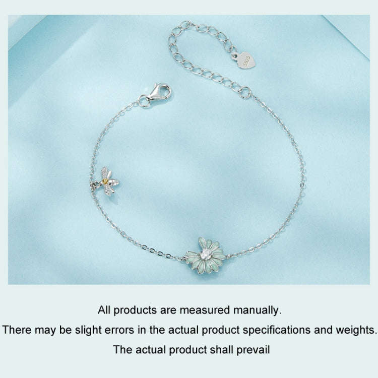 S925 Sterling Silver Platinum-plated Bee Daisy Women Bracelet(SCB270)