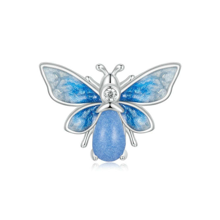 S925 Sterling Silver Zircon Luminous Blue Gradient Bee Silicone DIY Beads(SCC2734)