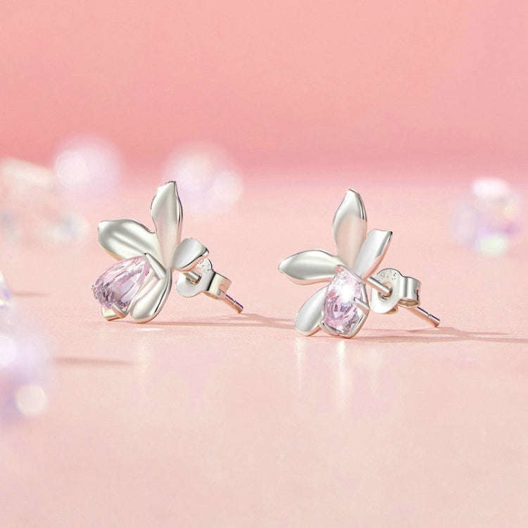 S925 Sterling Silver Platinum Plated Flower Earrings For Women(SCE1723)