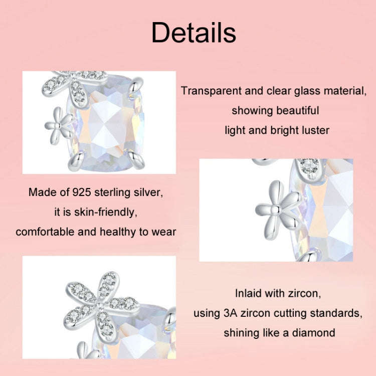 S925 Sterling Silver Platinum-plated Dream Flower Large Main Stone Earrings(SCE1724)