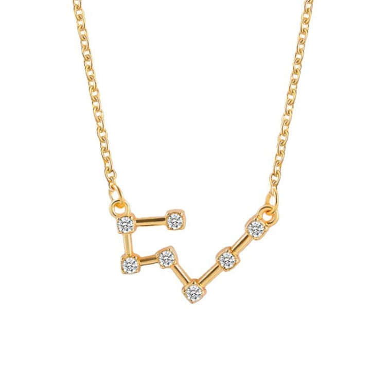 12 Zodiac Signs With Diamonds Necklace Card Rhinestones Collarbone Chain Pendant, Style: Aquarius...