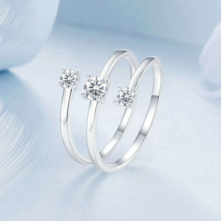S925 Sterling Silver  Sparkling Zircon Wrap Open Adjustable Ring(BSR532-E)