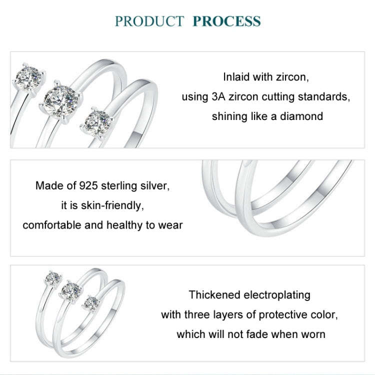 S925 Sterling Silver  Sparkling Zircon Wrap Open Adjustable Ring(BSR532-E)