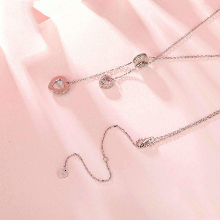 S925 Sterling Silver White Shell Love Y-shaped Valentine Day Necklace(BSN372)