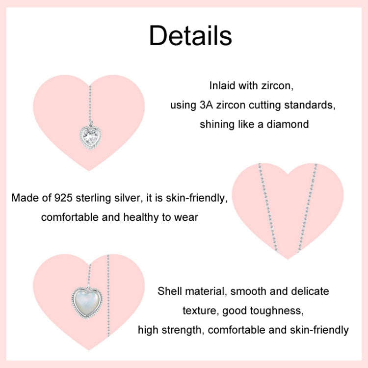 S925 Sterling Silver White Shell Love Y-shaped Valentine Day Necklace(BSN372)