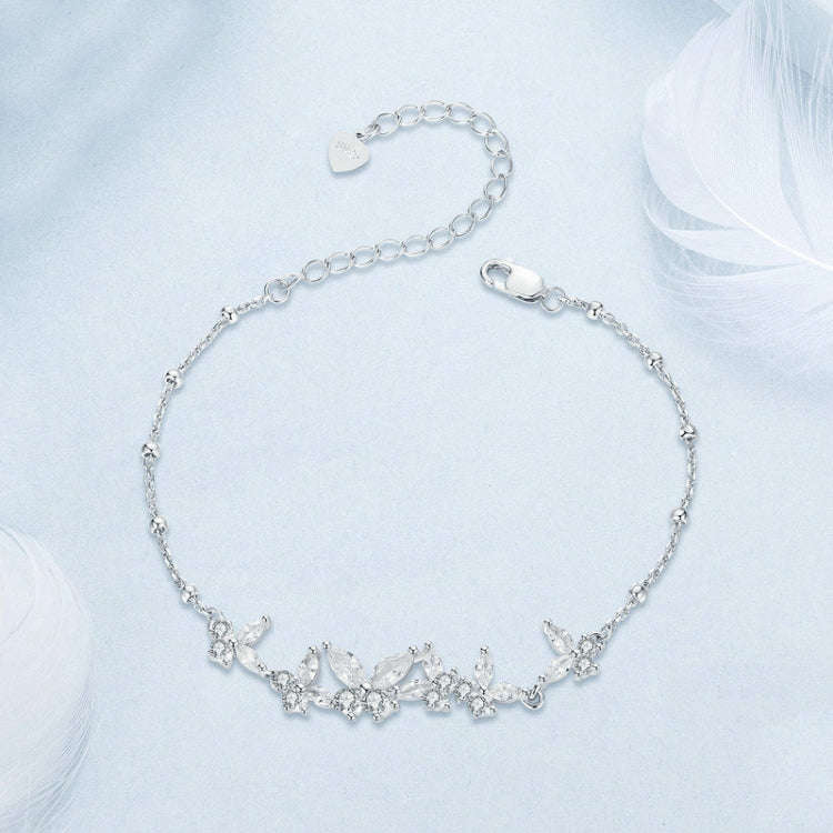 S925 Sterling Silver Platinum-plated Butterfly Flying Stitching Bracelet(BSB162)