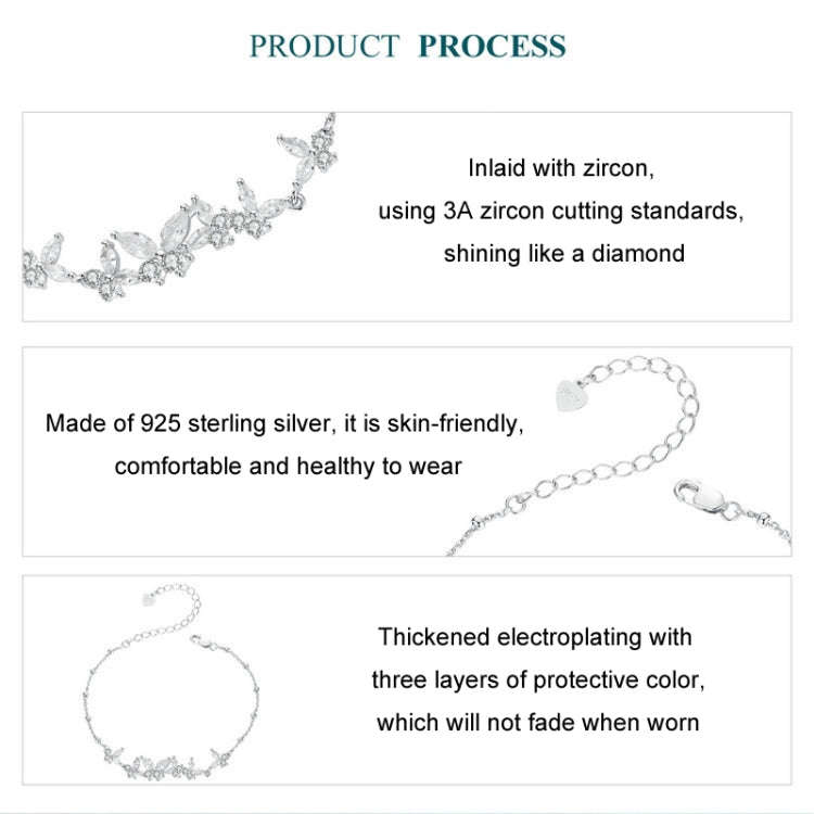 S925 Sterling Silver Platinum-plated Butterfly Flying Stitching Bracelet(BSB162)
