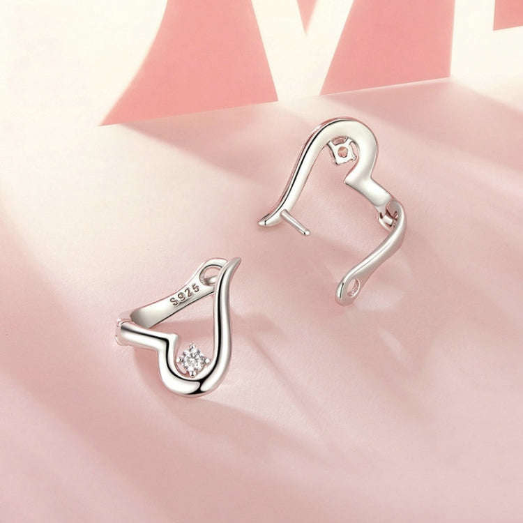 S925 Sterling Silver Platinum Plated Valentine Day Love Irregular Earrings(BSE970)