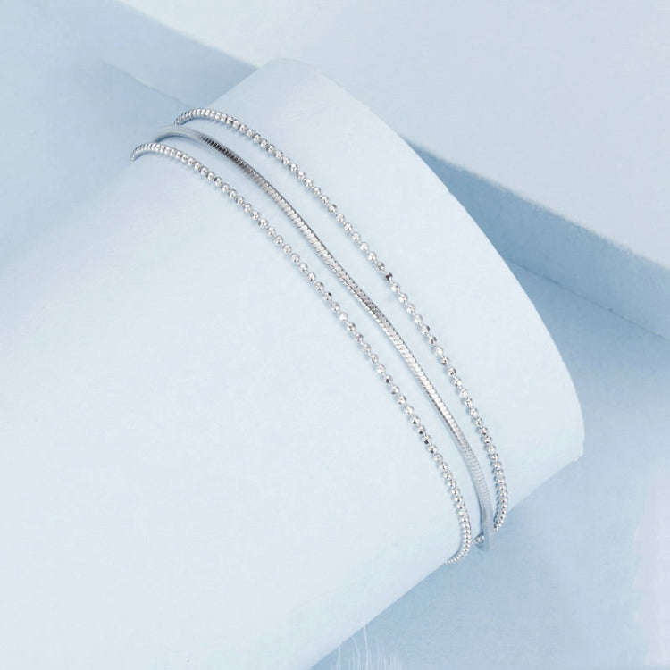 S925 Sterling Silver Platinum-plated Women Three-layer Thin Bracelet(BSB164)