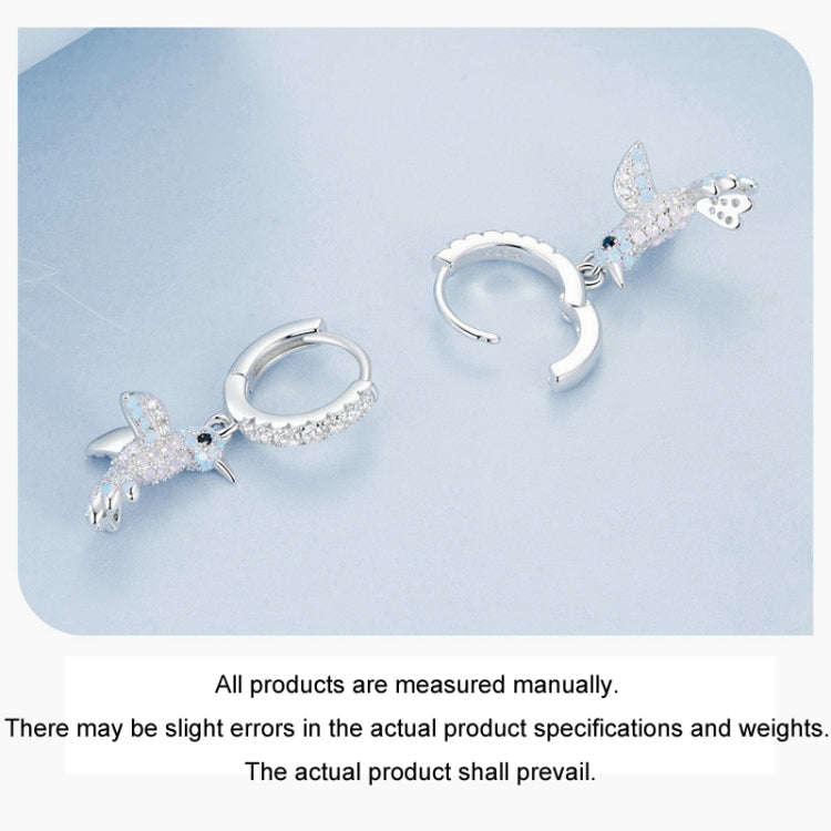 S925 Sterling Silver Platinum Plated Opal Studded Bird Earrings for Women(BSE991)