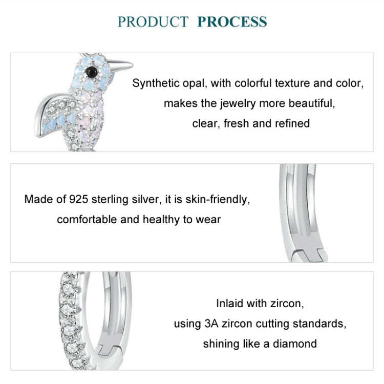 S925 Sterling Silver Platinum Plated Opal Studded Bird Earrings for Women(BSE991)